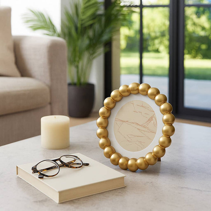 Picture Frame - Gold Glass Elegant Matted Beaded 6x6 - Lavish Boutique11-GIFTS