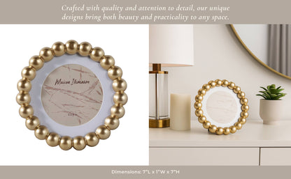 Picture Frame - Gold Glass Elegant Matted Beaded 6x6 - Lavish Boutique11-GIFTS