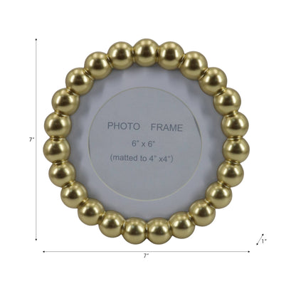 Gold beaded frame holding a 6x6 matted glass panel