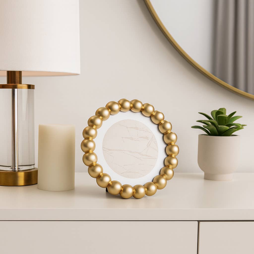 Elegant gold 6x6 frame with beading around a matted opening