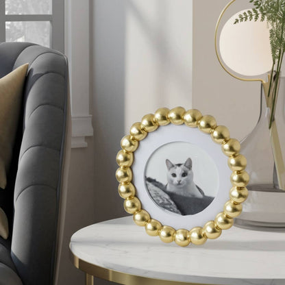 Picture Frame - Gold Glass Elegant Matted Beaded 6x6 - Lavish Boutique11-GIFTS