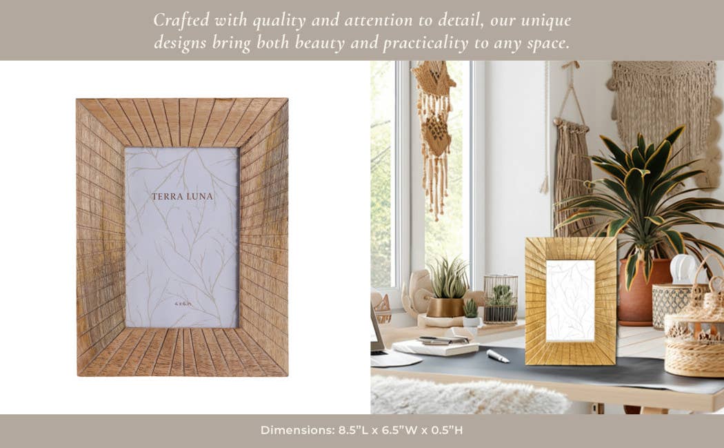 Picture Frame - Natural Wood Starburst 4x6 in. - Lavish Boutique11-GIFTS