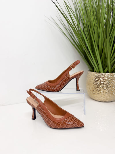 Pierre Dumas Croco Kitten Heel - Lavish Boutique10-SHOES