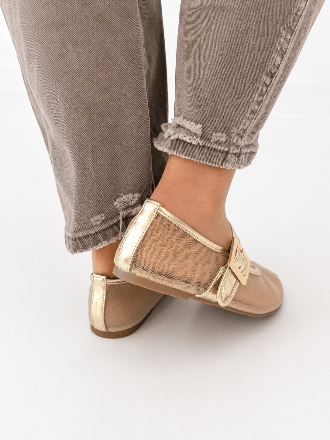 Pierre Dumas Mary Jane Gold Buckle Flat - Lavish Boutique10-SHOES