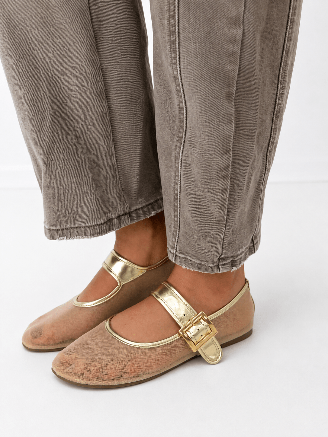 Pierre Dumas Mary Jane Gold Buckle Flat - Lavish Boutique10-SHOES