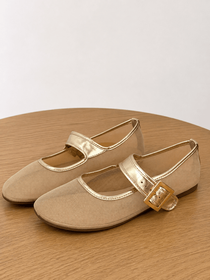 Pierre Dumas Mary Jane Gold Buckle Flat - Lavish Boutique10-SHOES