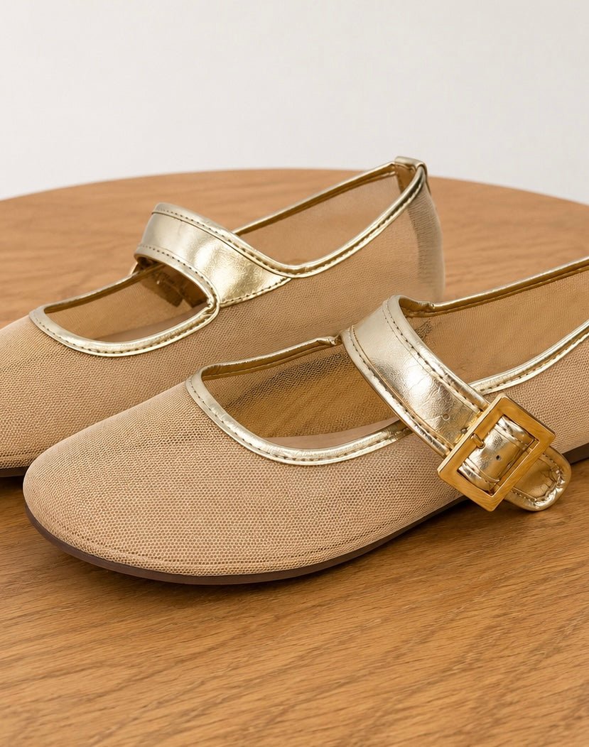 Pierre Dumas Mary Jane Gold Buckle Flat - Lavish Boutique10-SHOES