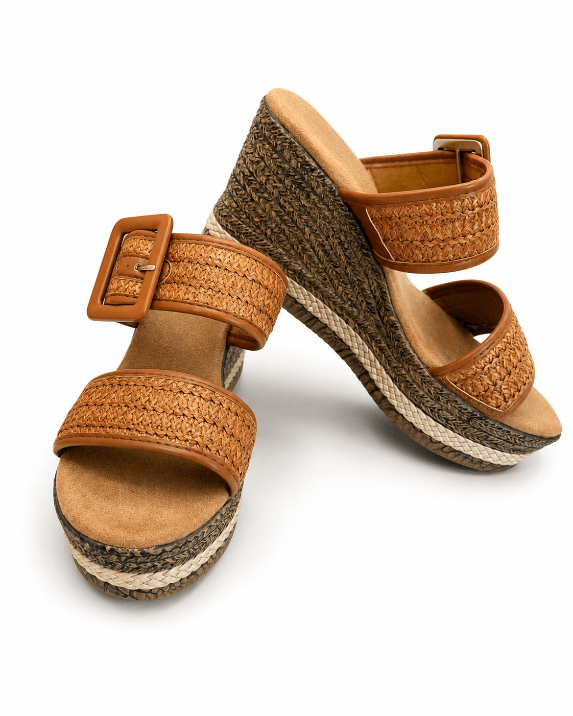 Pierre Dumas Metallic Raffia Wedge Sandals *FINAL SALE* - Lavish Boutique