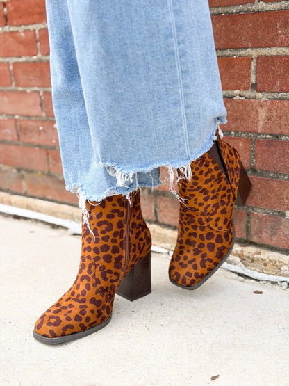 Pierre Dumas Printed Block Heel Ankle Boots - Lavish Boutique10-SHOES
