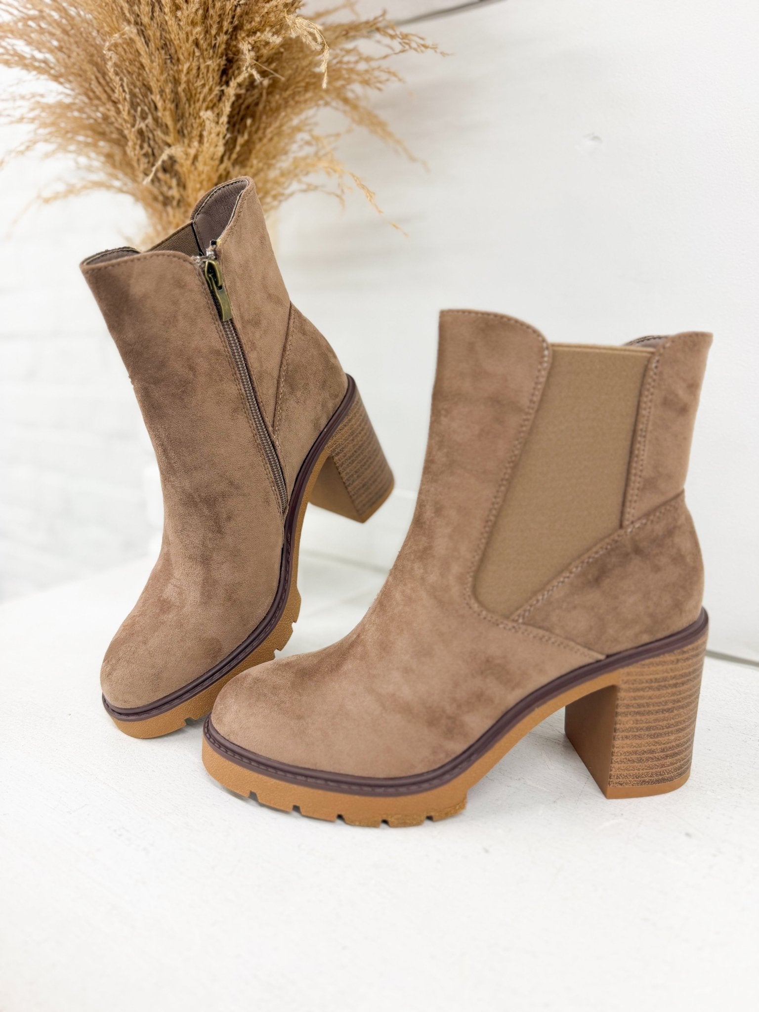 Pierre Dumas Suede Block Heel Ankle Boots - Lavish Boutique10-SHOES