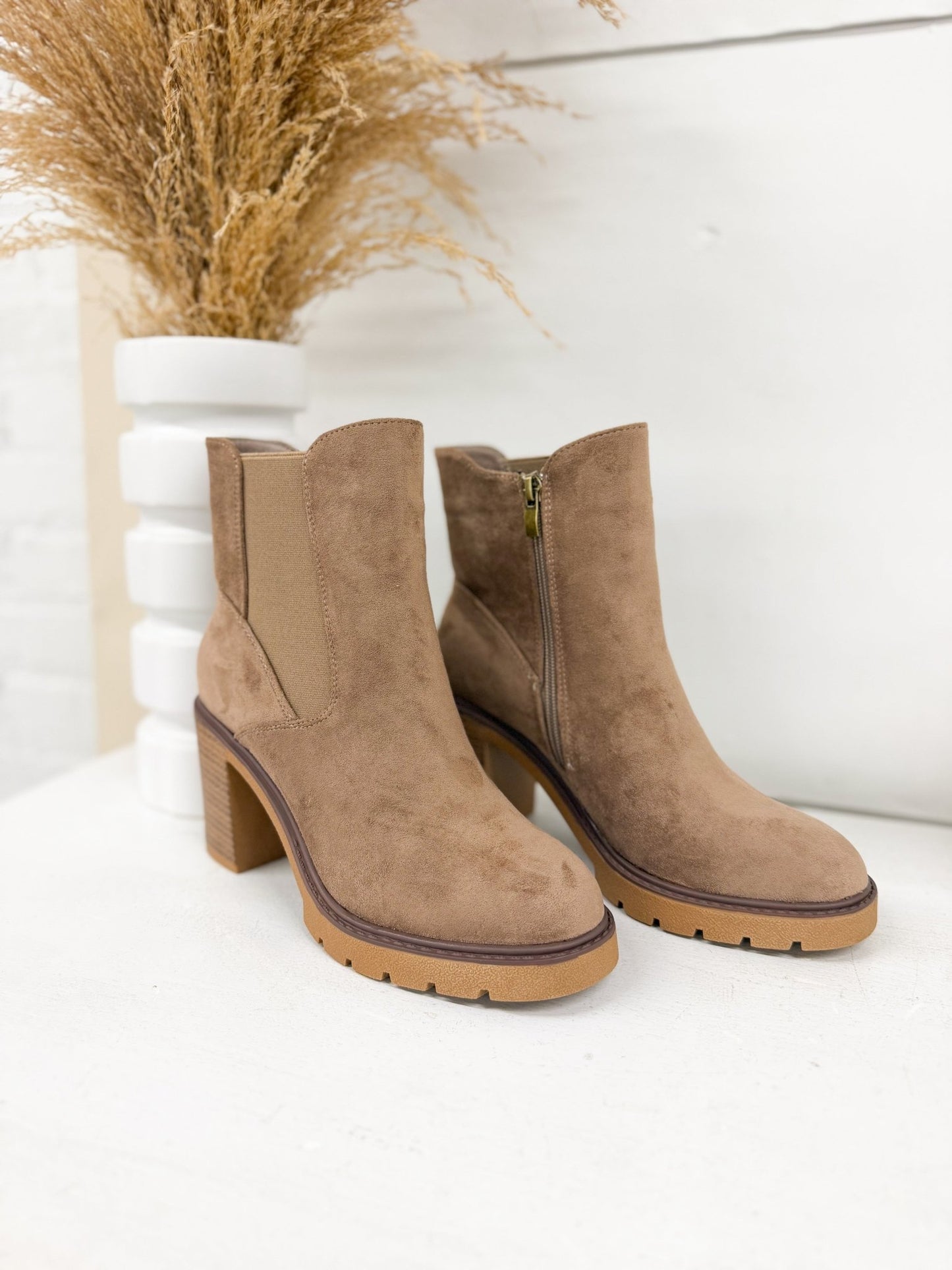 Pierre Dumas Suede Block Heel Ankle Boots - Lavish Boutique10-SHOES