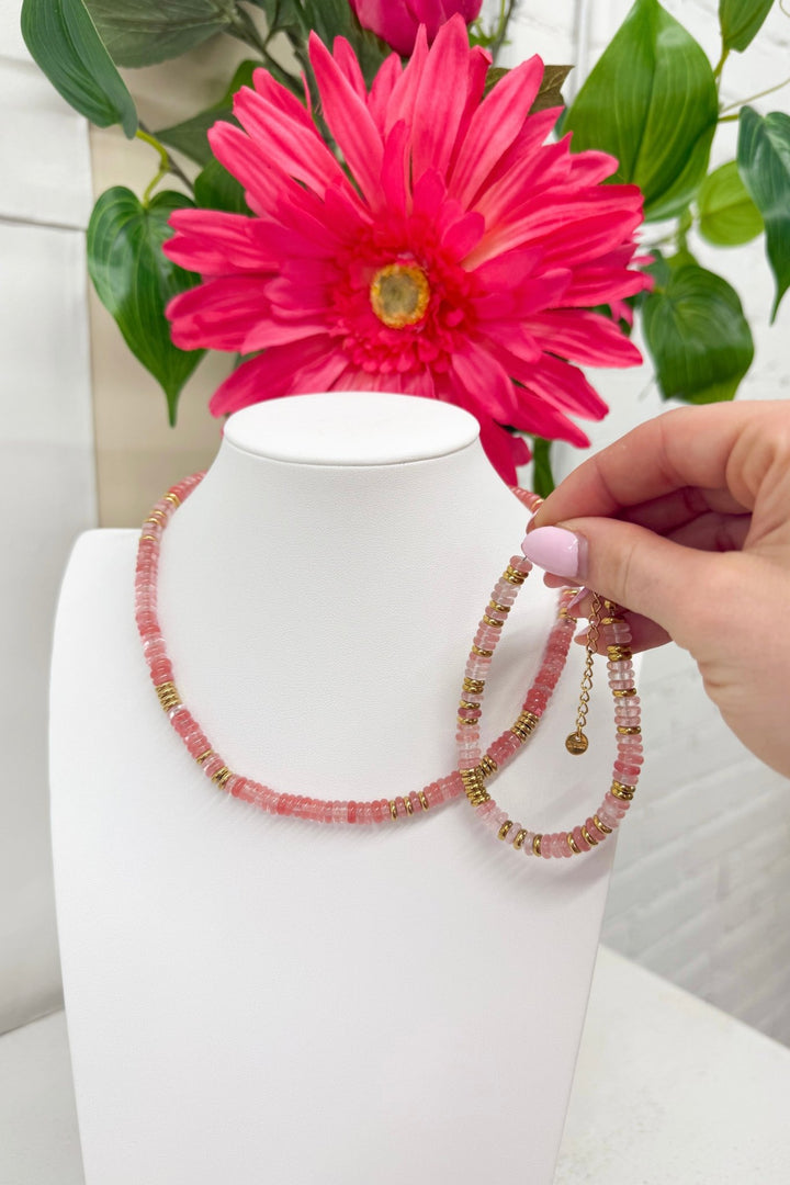 Pink Beaded Beach Bracelet - Lavish Boutique240 Jewelry