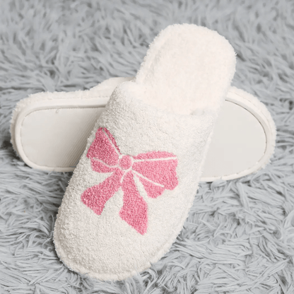 Pink Ribbon Bow Slippers - Lavish Boutique Accessories