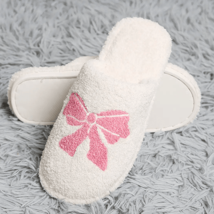 Pink Ribbon Bow Slippers - Lavish Boutique Accessories