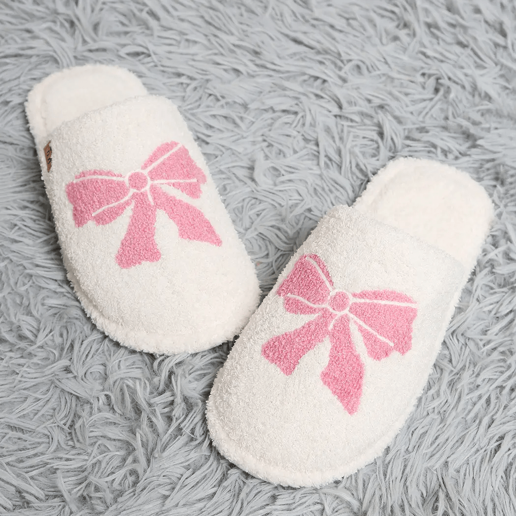 Pink Ribbon Bow Slippers - Lavish Boutique Accessories