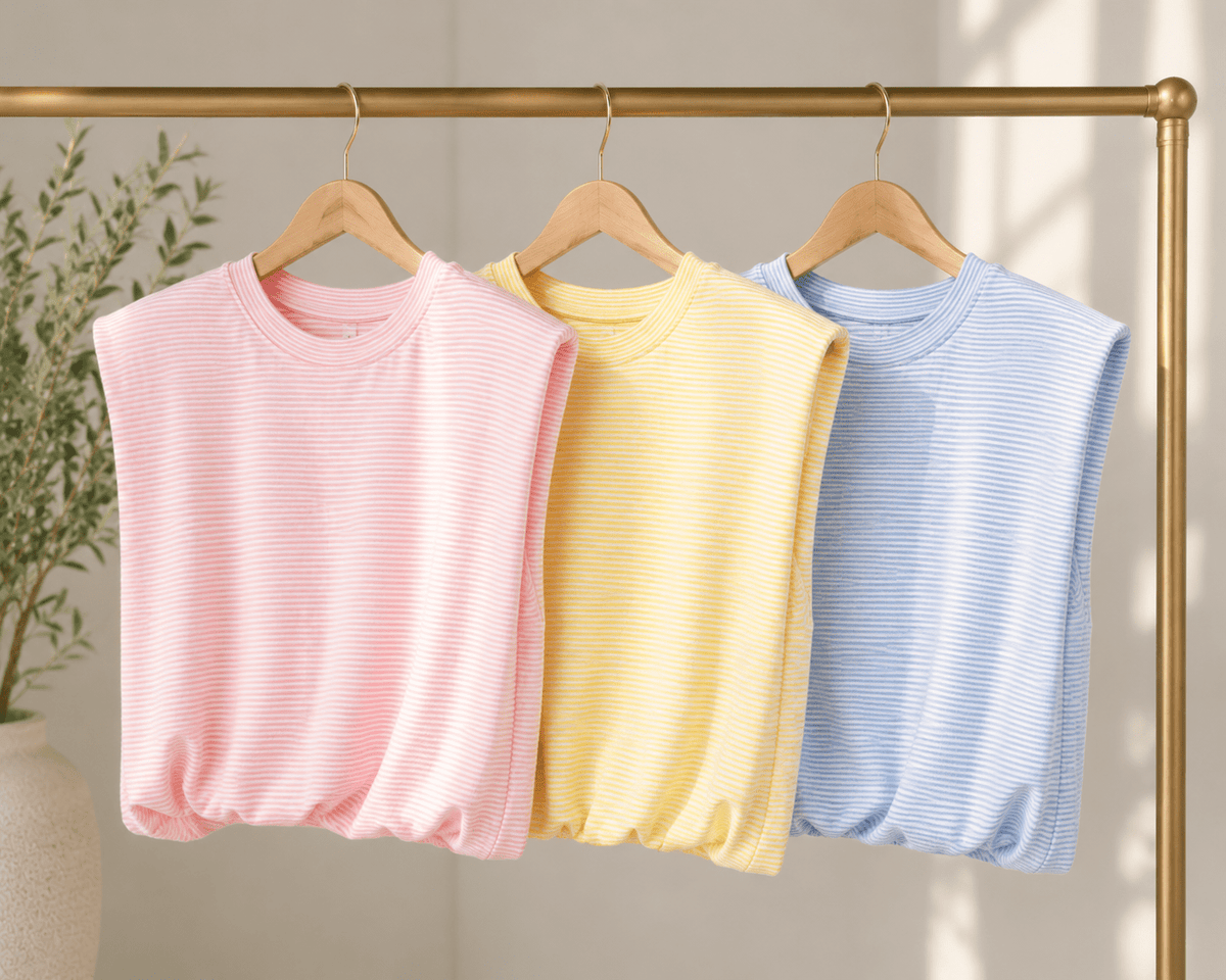 Pinstripe Cap Sleeve Top - Lavish BoutiqueTops