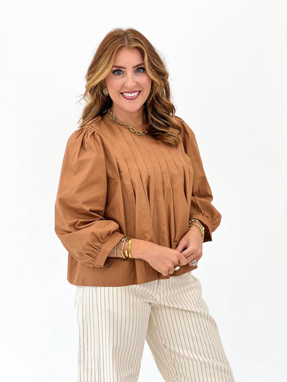 Long sleeve blouse with pintuck detailing