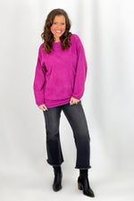 Fuchsia Ribbed Long Sleeve Pullover Top *Final Sale*