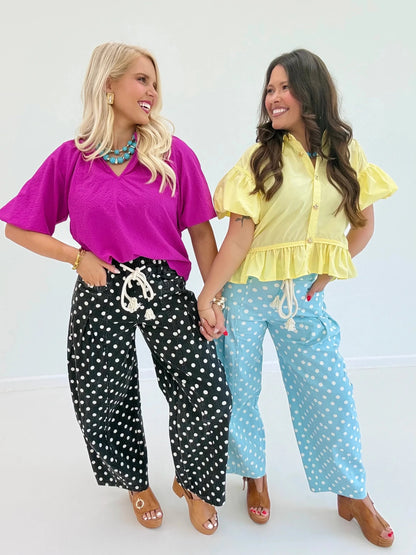 Polka Dot Barrel Pants - Lavish Boutique02-BOTTOMS