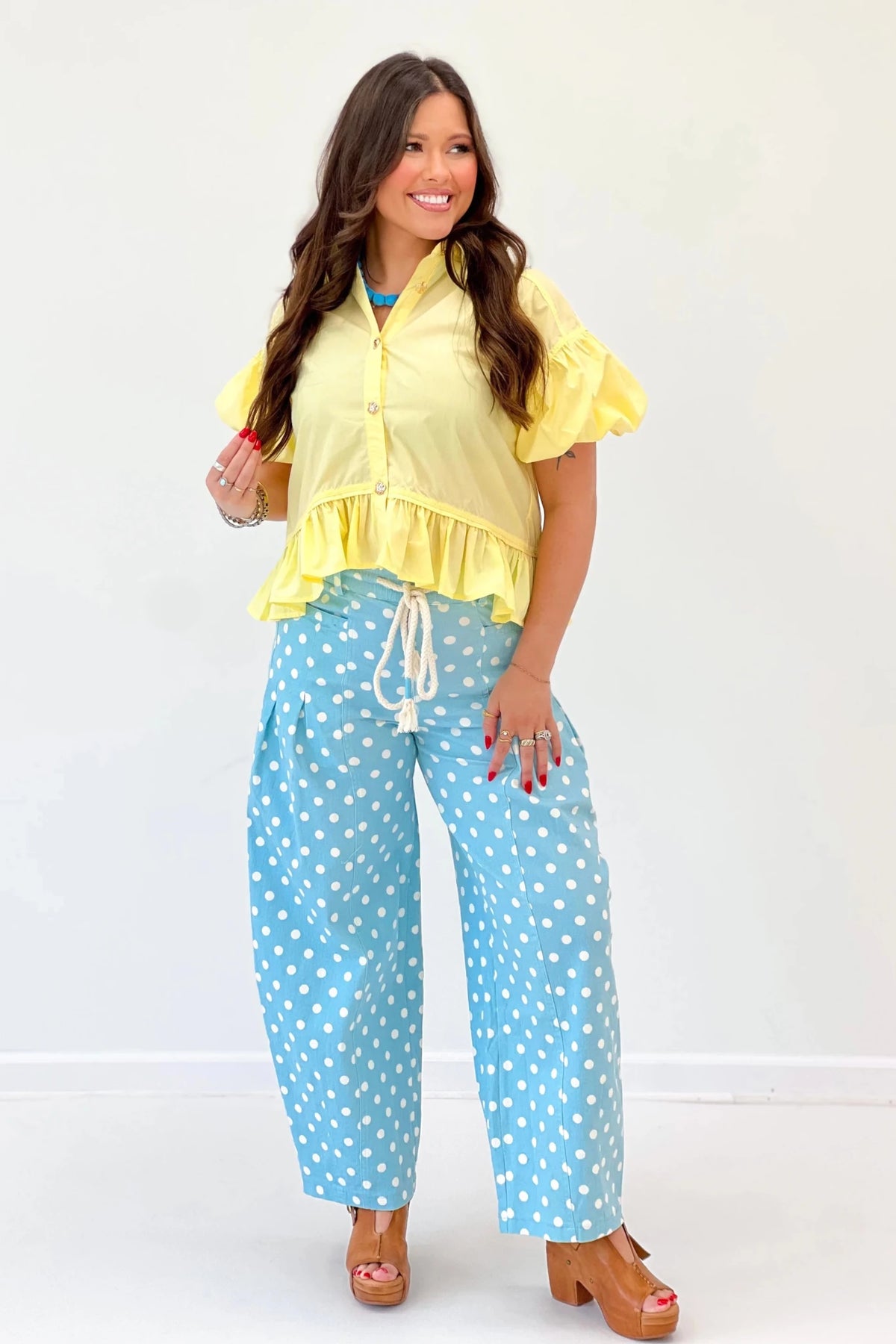 Polka Dot Barrel Pants - Lavish Boutique02-BOTTOMS
