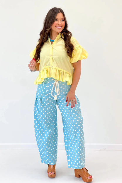 Polka Dot Barrel Pants - Lavish Boutique02-BOTTOMS