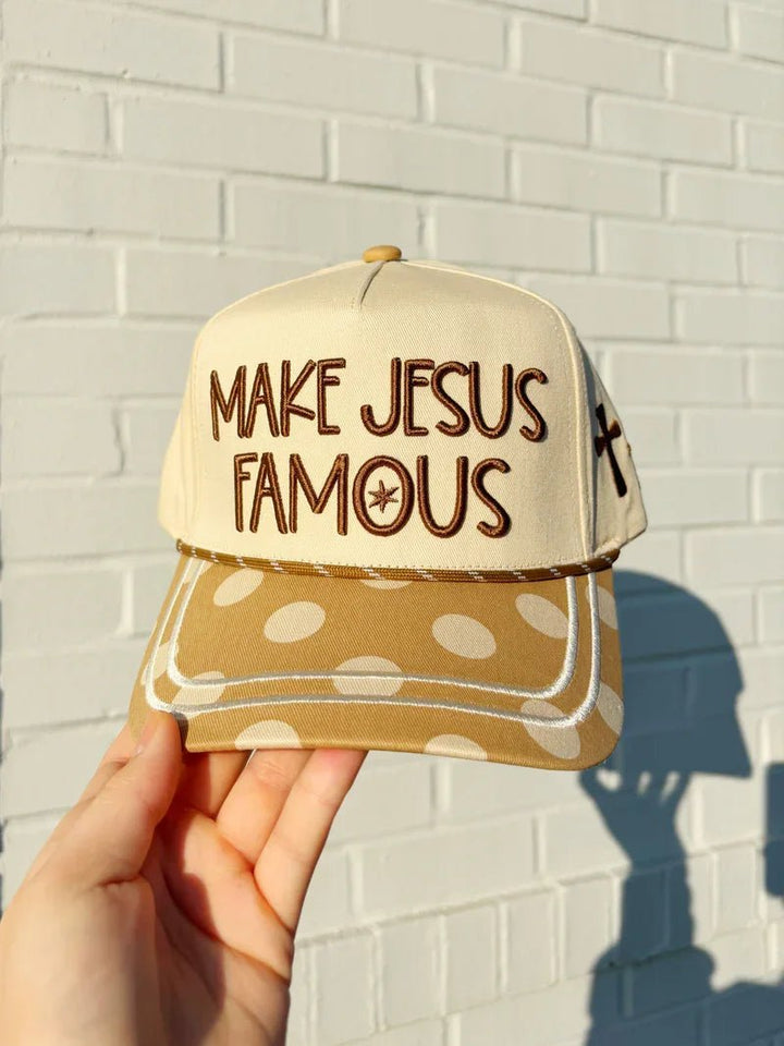 Polka Dot Make Jesus Famous Hat - Lavish Boutique08-ACCESSORIES