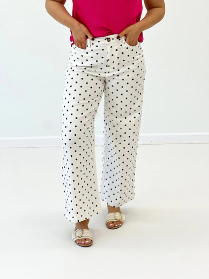 Polka dot pants with a full wide leg