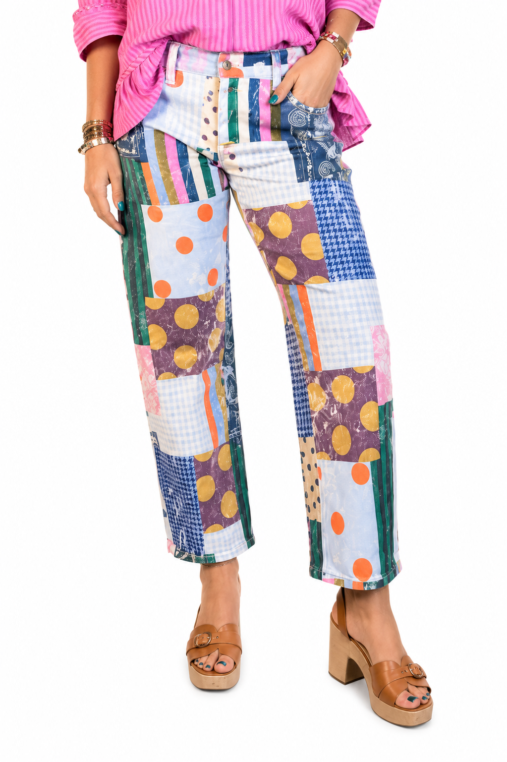 Poppy & Pine Jewel Patch Barrel Pants - Lavish Boutique02-BOTTOMS
