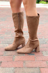 Taupe Suede Knee High Boot