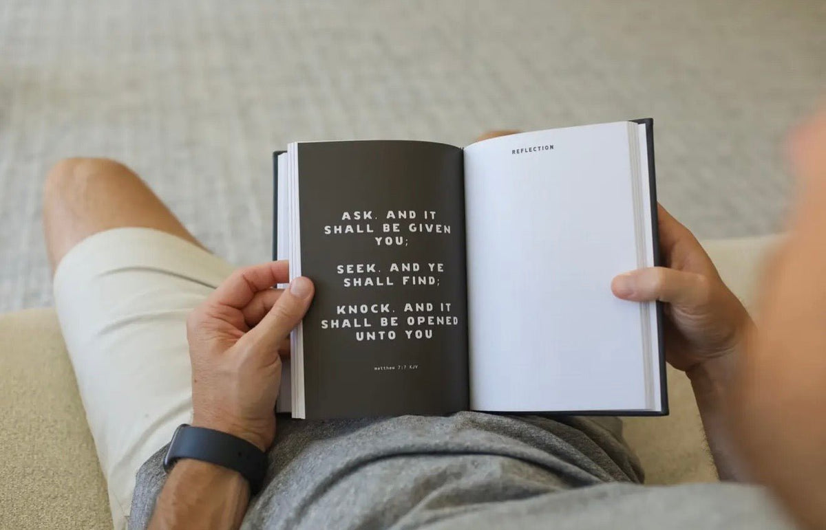 Men's prayer journal with prompted entries