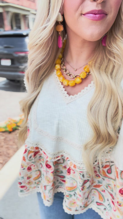 POL Paisley Print Knit Tank Top