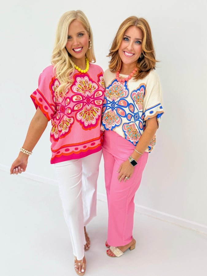 Printed Short Sleeve Top - Lavish BoutiqueTops