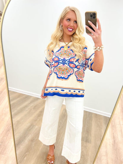 Printed Short Sleeve Top - Lavish BoutiqueTops