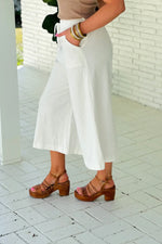 White Knit Flare Leg Cropped Pants