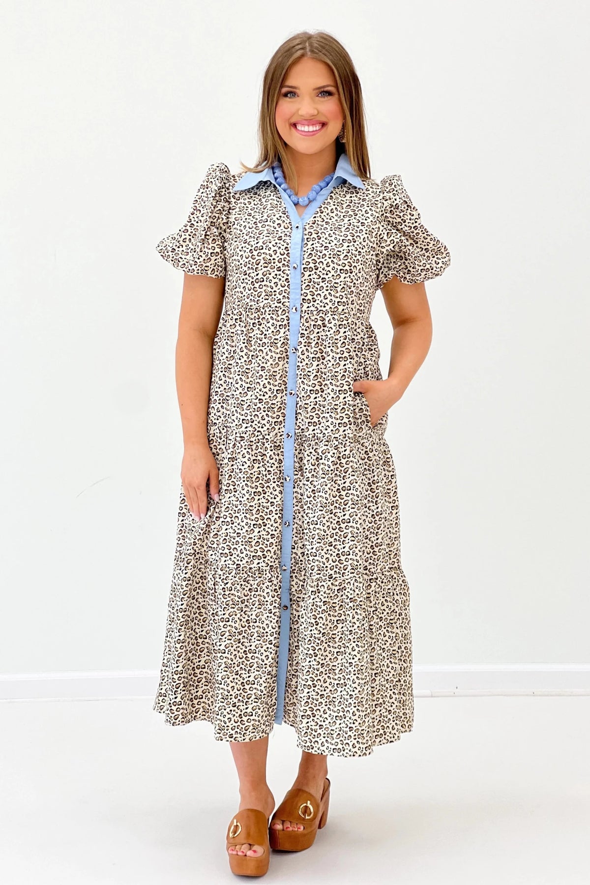 Puff Sleeve Printed Dress - Lavish Boutique