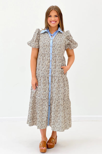 Puff Sleeve Printed Dress - Lavish Boutique