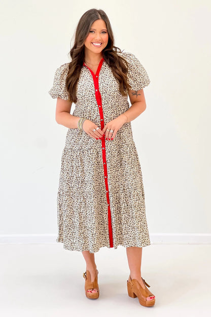 Puff Sleeve Printed Dress - Lavish Boutique