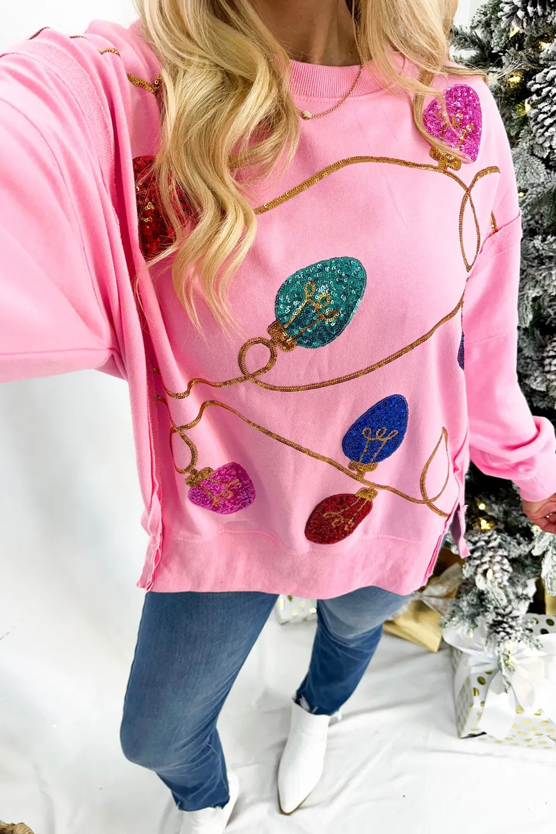 Pink Christmas Sequin Sweatshirt