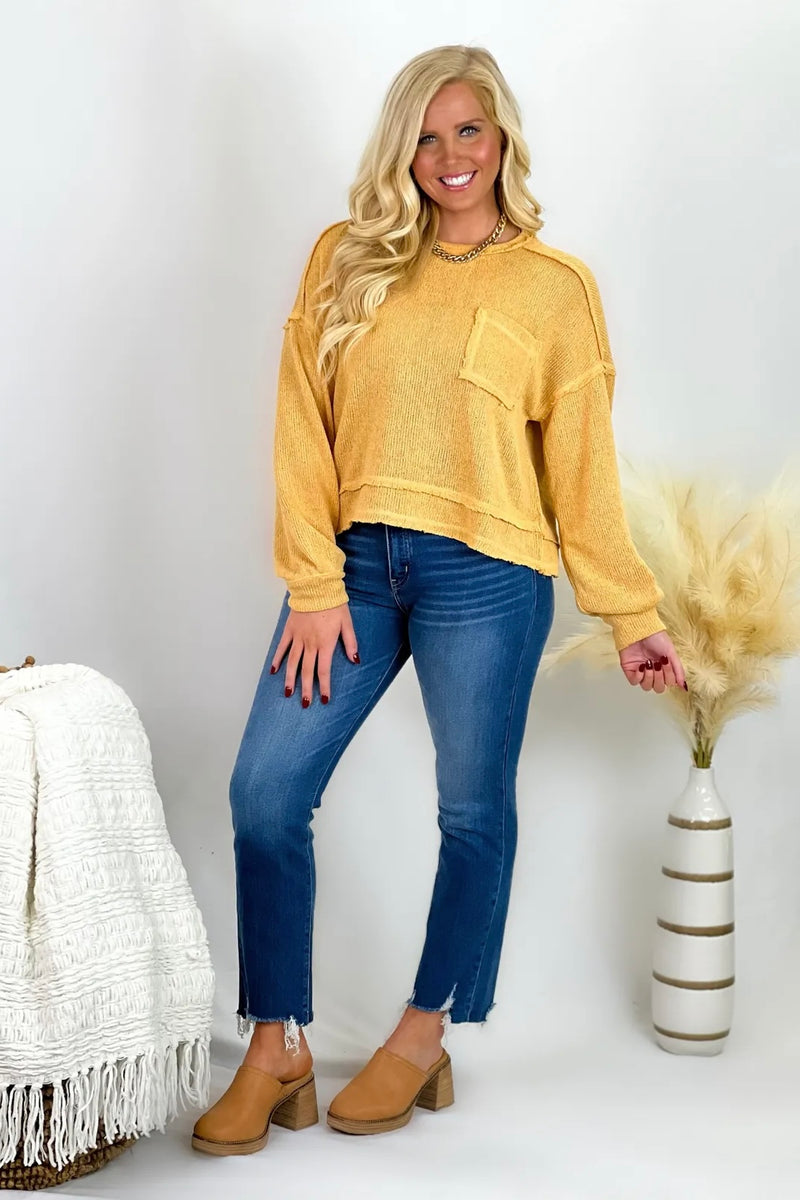 Honey Light Knit Pocket Sweater