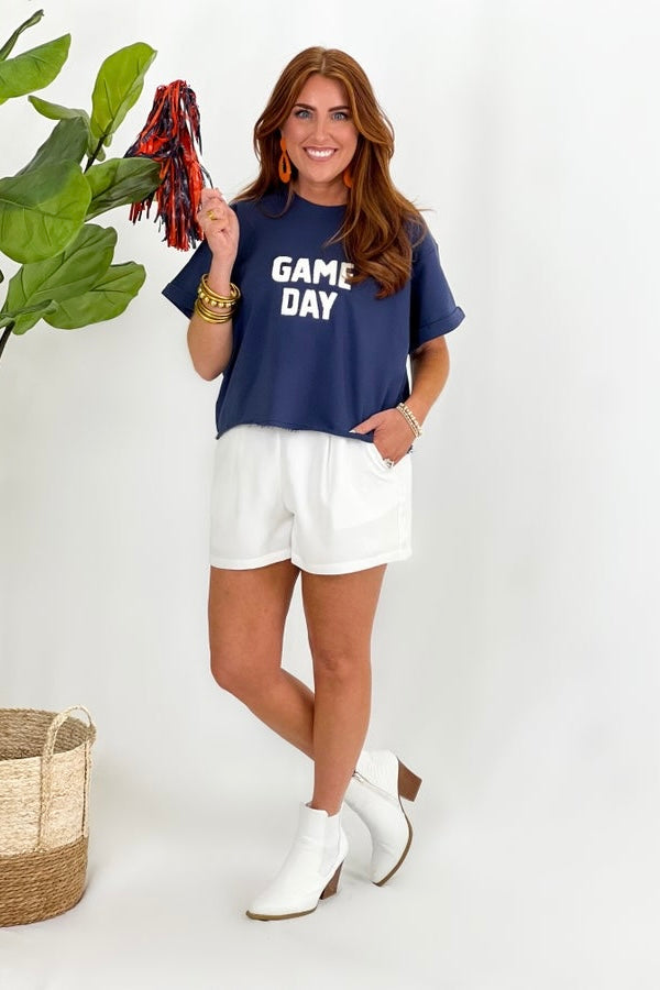 Navy Game Day Short Sleeve Top