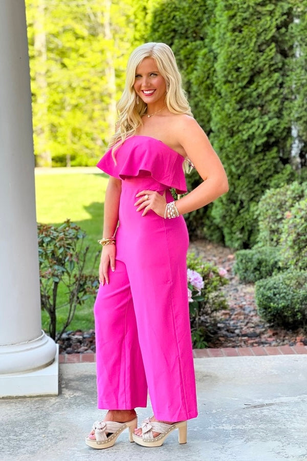 Pink Strapless Jumpsuit