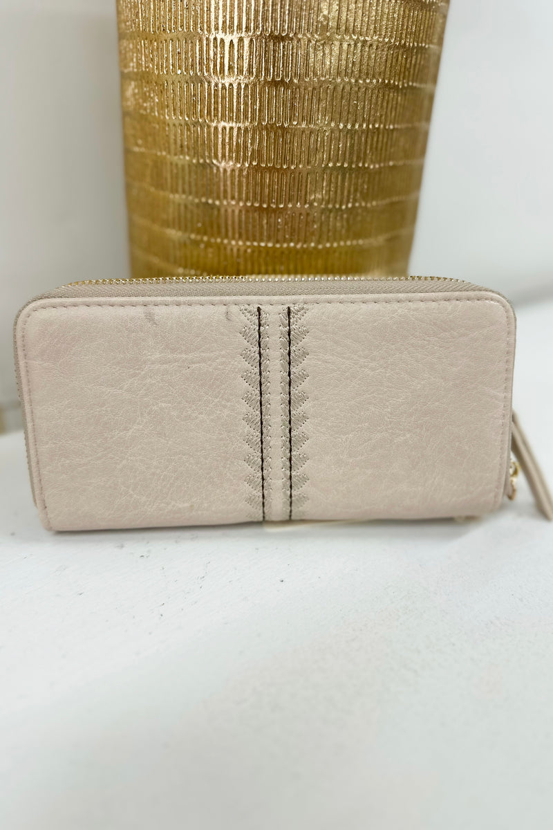 Oatmeal Sherrie Double Zipper Wallet