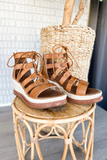 Antelope Dru Taupe Leather Lace Up Wedge