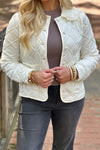 Ivory Ruffle Over Sized Quilted Jacket