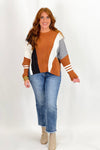 Sienna Multi Color Block Cableknit Sweater