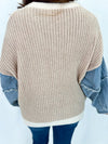 Ivory & Taupe Colorblock Denim Sweater