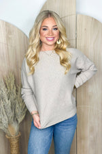 Warm Gray Mini Waffle Texture Dolman Top