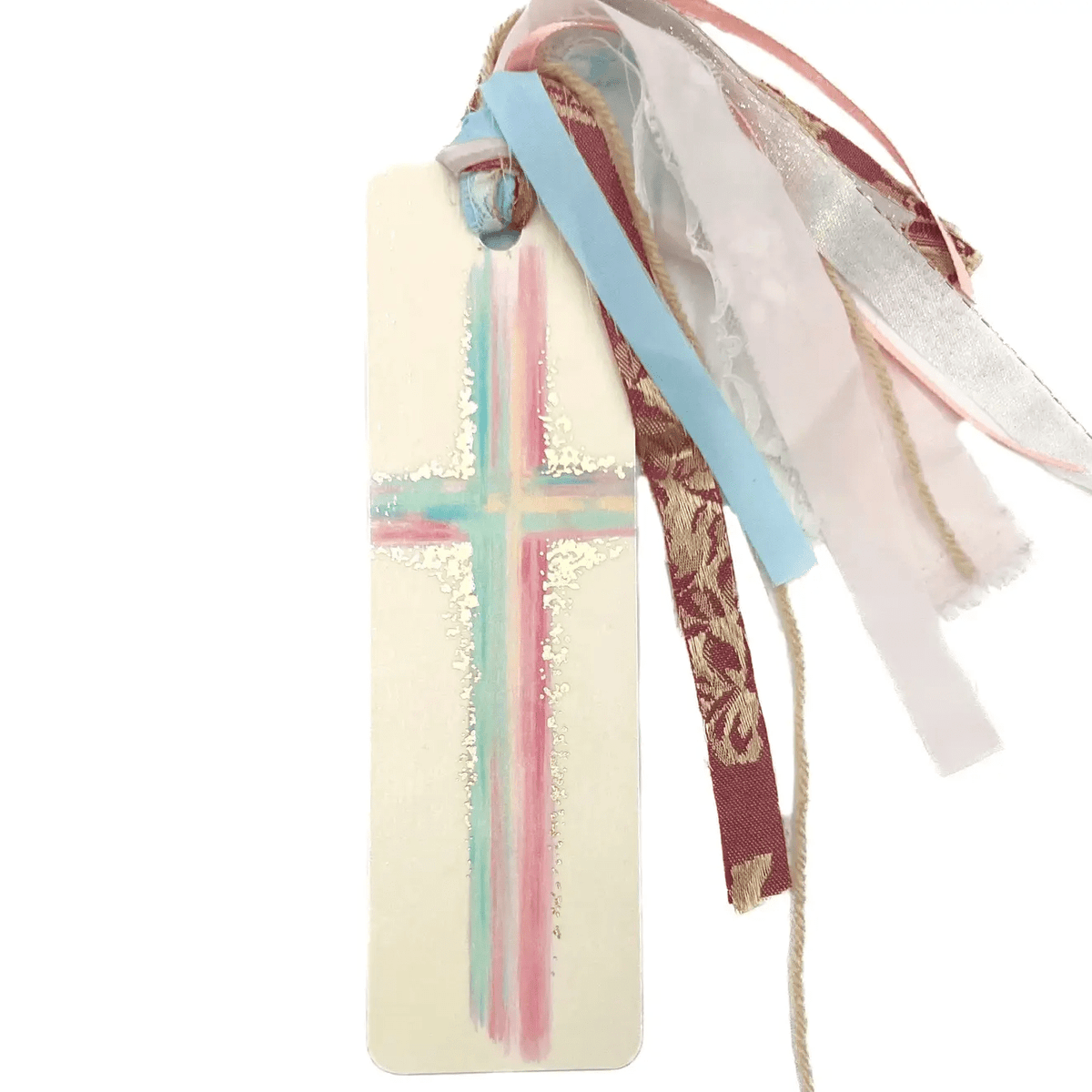 Pastel cross Bible bookmark with a hanging tassel