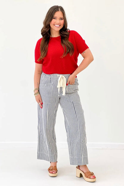 Red Short Sleeve Argyle Top - Lavish BoutiqueTops