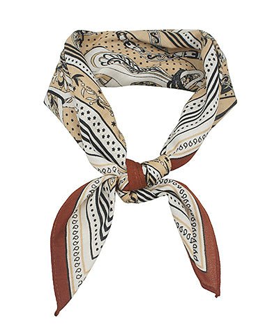 Ivory paisley print bandana scarf in a lightweight square shape